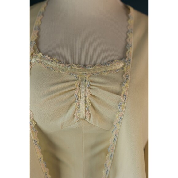 Vintage 70s Empire Waist Cream Maxi Dress Jacket Lace Trim Boho Prairie Bridal - Picture 6 of 16